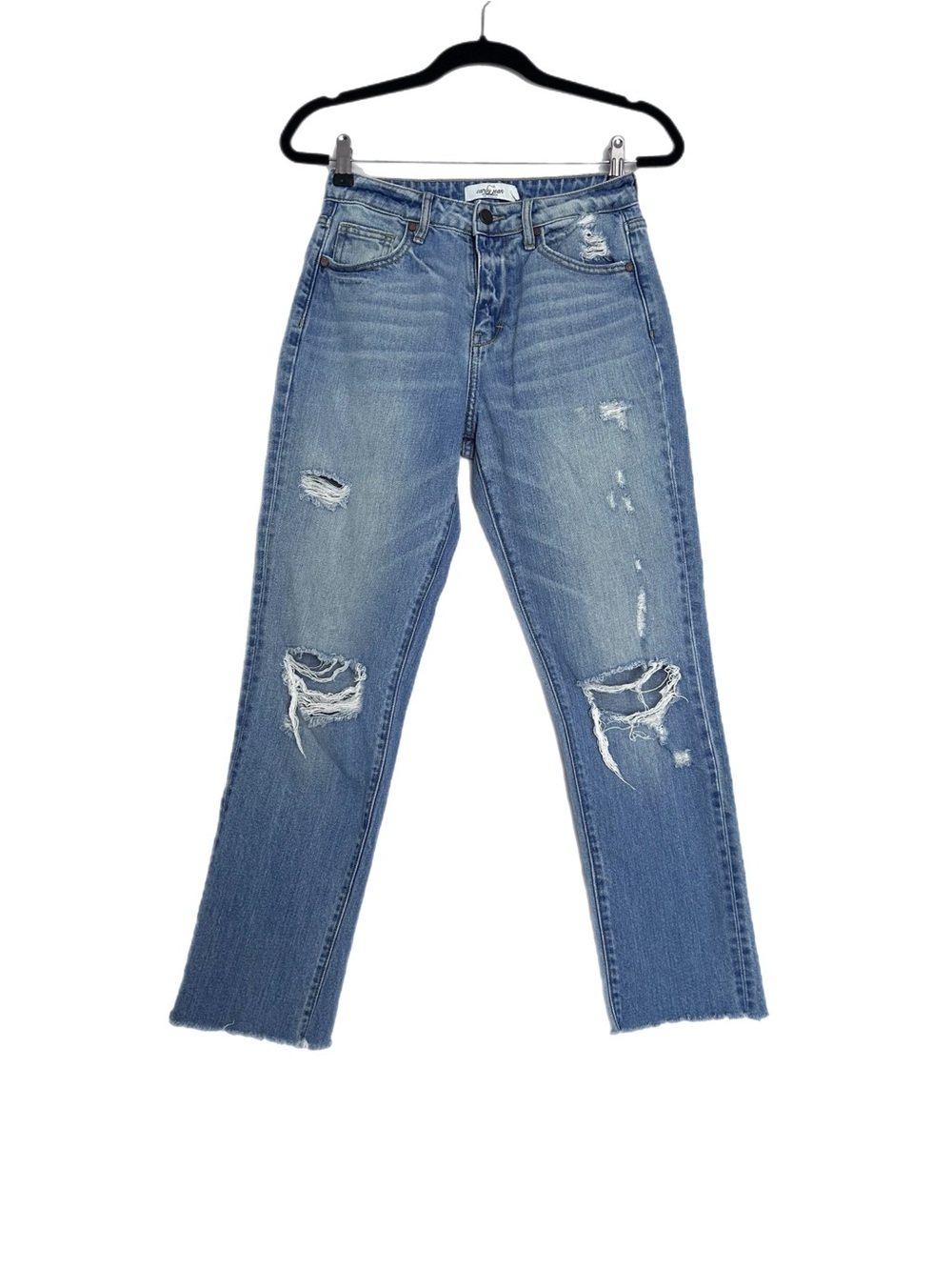 CJLA Chrissy Distressed High-Rise Straight Leg Jeans - Light Blue Wash